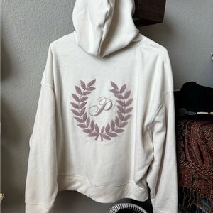 Victoria's Secret Cream Hoodie with Pink Logo